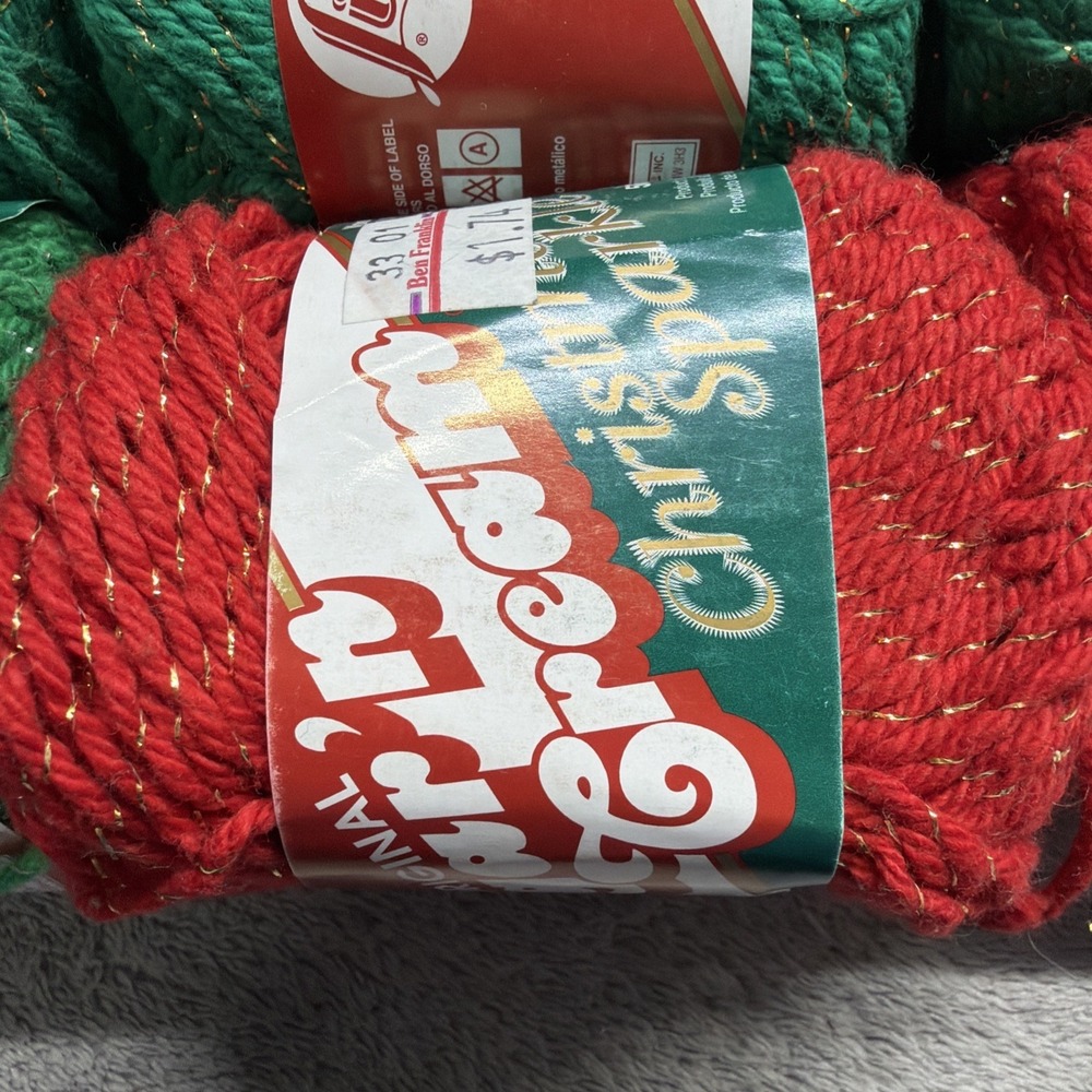 12 Skeins Lily Sugar'n Cream Christmas Sparkle Holiday Yarn Craft Red Green VTG - Picture 4 of 13